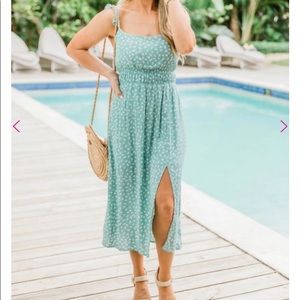 Pink Lily Mint Green Midi Dress